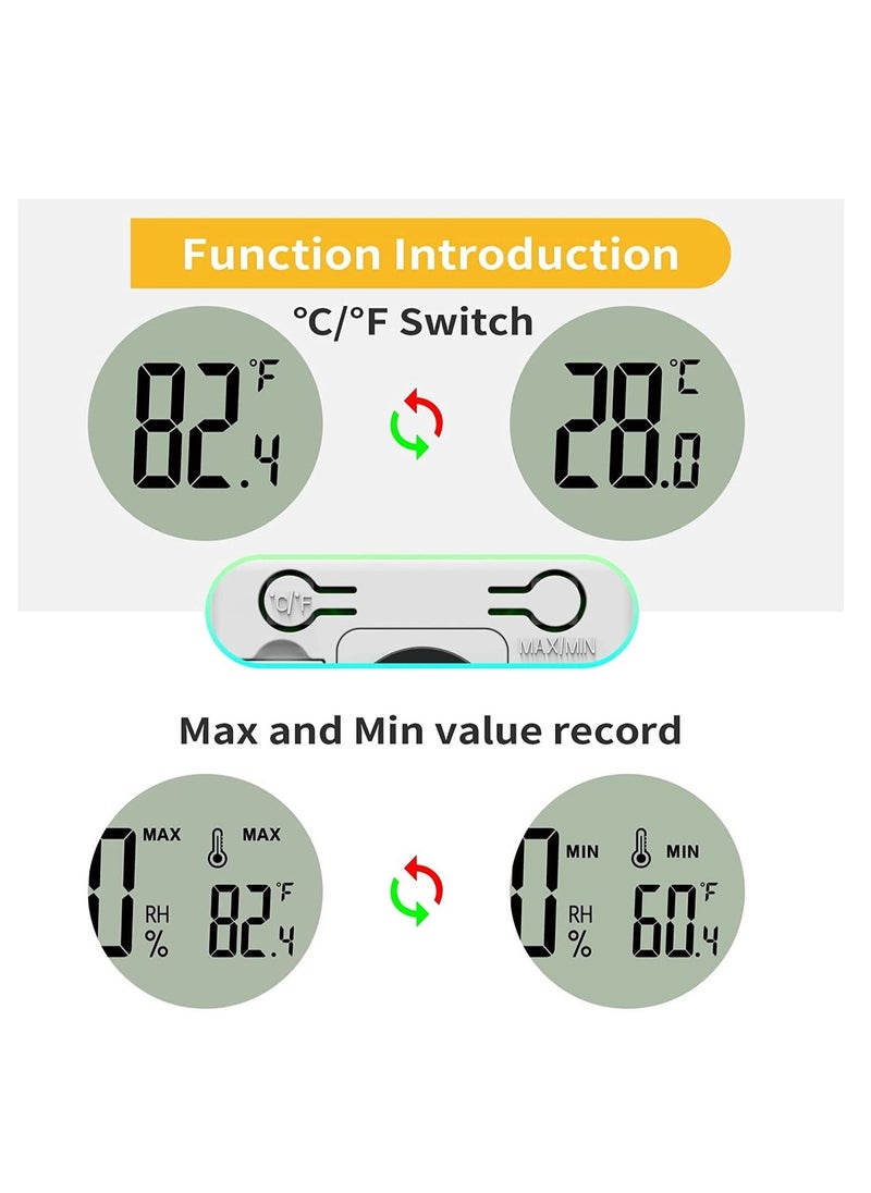 2 PCS Mini Digital Hygrometer and Thermometer,Reptile Thermometer with Magnetic & Tablestand, Indoor Temperature Humidity Meter Gauge for Humidors Greenhouse Garden Cellar Closet Guitar Case Office  - Image 5