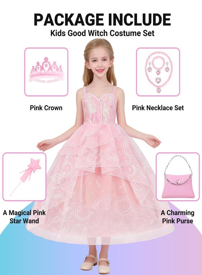IBQ Kids Good Witch Costume Girls Pink Tulle Princess Dress Toddler Halloween Costumes Witch Cosplay Outfit with Crown, Wand, Purse, Necklace Set BQ047M - Image 2