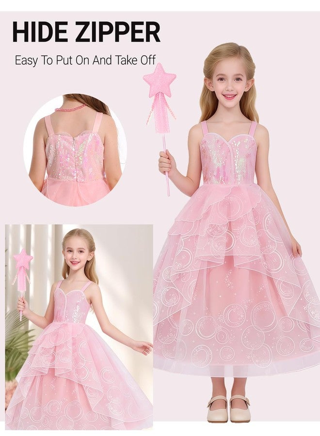IBQ Kids Good Witch Costume Girls Pink Tulle Princess Dress Toddler Halloween Costumes Witch Cosplay Outfit with Crown, Wand, Purse, Necklace Set BQ047M - Image 3