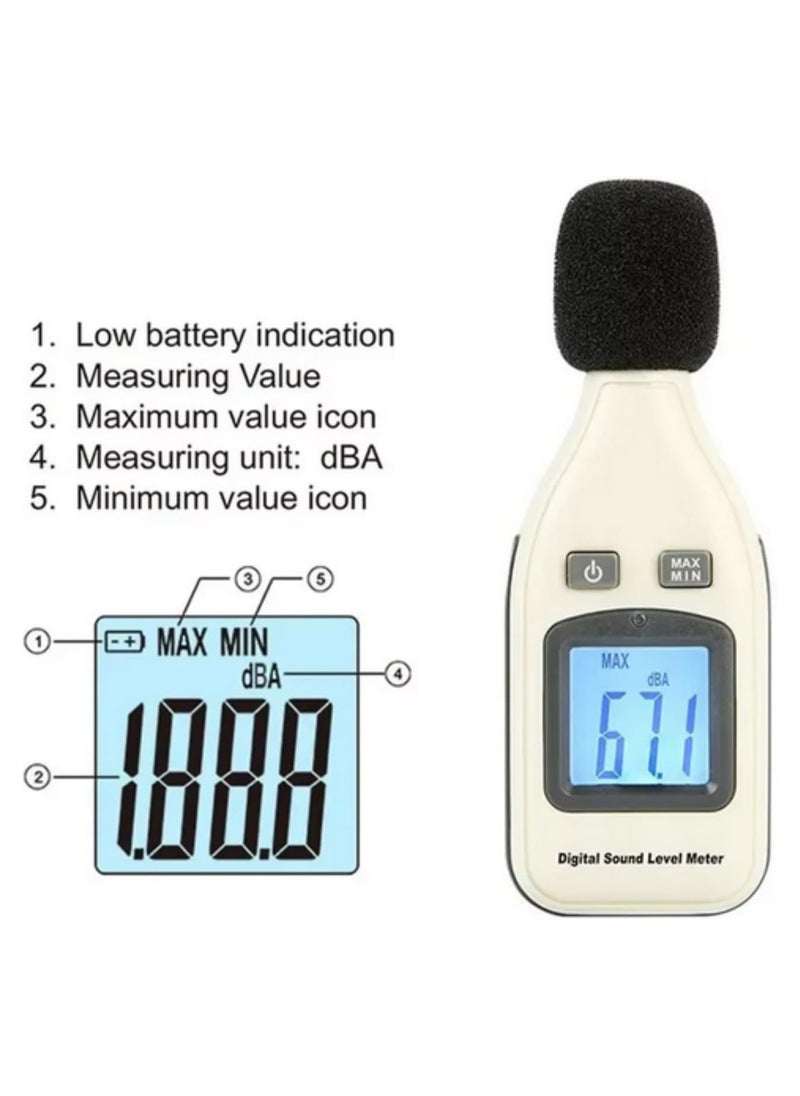 Decibel Meter LCD Digital for Noise Environmental Monitoring 30-130 dBA