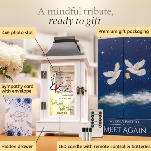 STILLWIND Memorial Lantern with Photo Frame & Keepsake Drawer | Sympathy Gifts for Loss of Loved One, Dad, Husband | Bereavement Memorial Gifts | LED Candle with Timer | Remembrance Gift for Loss by STILLWIND - Image 2