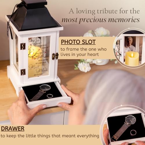 STILLWIND Memorial Lantern with Photo Frame & Keepsake Drawer | Sympathy Gifts for Loss of Loved One, Dad, Husband | Bereavement Memorial Gifts | LED Candle with Timer | Remembrance Gift for Loss by STILLWIND - Image 3