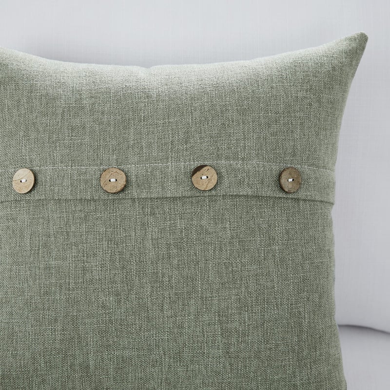 Meekio Set of 2 Dark Sage Square Pillow Covers 12 x 20 Farmhouse Boho Pillow Covers with Coconut Buttons for Sofa Couch Living Room Bedroom Farmhouse D?cor for The Home - Image 3
