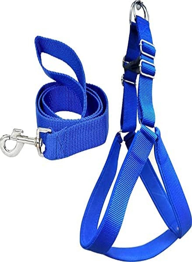 SUPER CHAIN Combo Dog Adjustable Chest Belt Body Harness with Leash for All Breed Dogs and Puppies (Blue) -Medium - Image 1