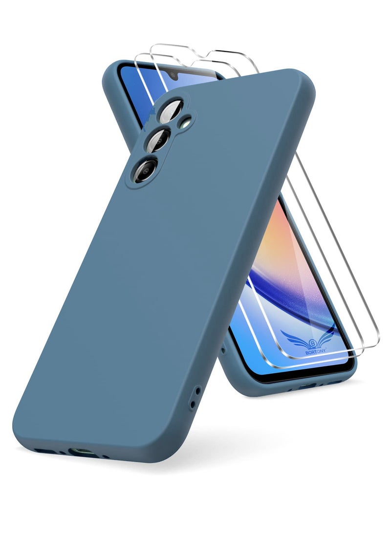 BORTONY Samsung Galaxy A34 5G Case with Double Screen Protective Films Soft Liquid Silicone Shockproof Protective Cover - Image 1