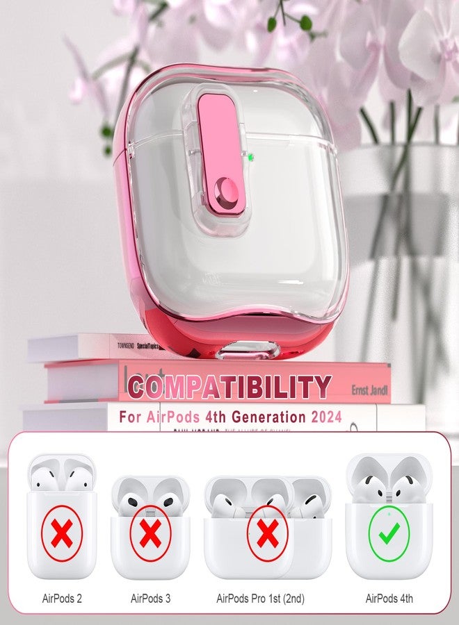 RFUNGUANGO (مع قفل أمان) غلاف واقي شفاف لسماعات Airpods الجيل الرابع، غلاف شفاف ناعم من TPU لسماعات Airpods 4 - مع مجموعة تنظيف، حبل أبيض، وردي ذهبي - Image 2
