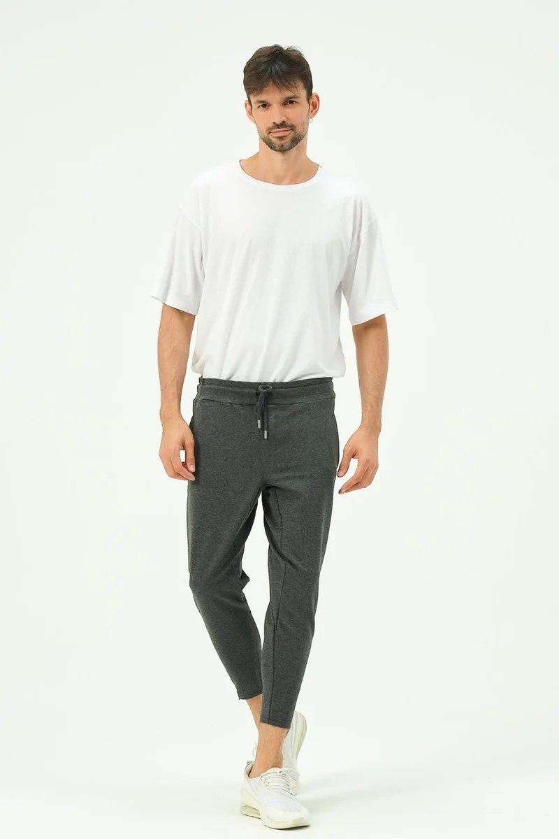 سي اند سيتي Men's Zippered Leg Back Pocket Sweatpants 782 Anthracite