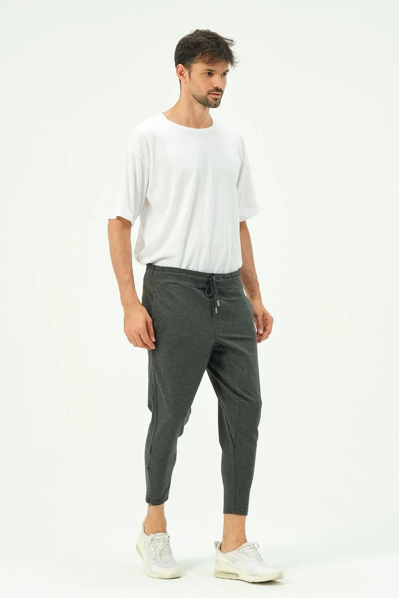 سي اند سيتي Men's Zippered Leg Back Pocket Sweatpants 782 Anthracite