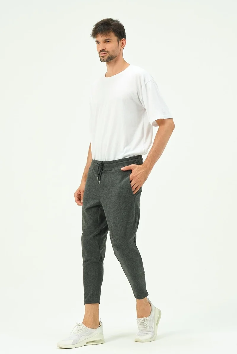 سي اند سيتي Men's Zippered Leg Back Pocket Sweatpants 782 Anthracite