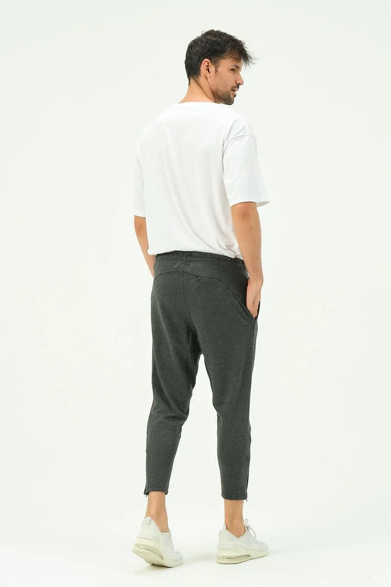 سي اند سيتي Men's Zippered Leg Back Pocket Sweatpants 782 Anthracite
