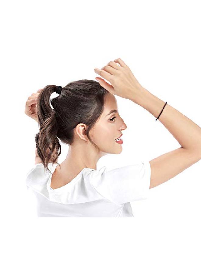 AwEx Large Black Hair Ties For Thick Hair50 Pcs4 Mm(0.16 Inch) Thick170 Mm(6.7 Inches) Long No Metal Hair Elastics Hair Band Ponytail Holder Great For Curlywavy Hair - Image 4