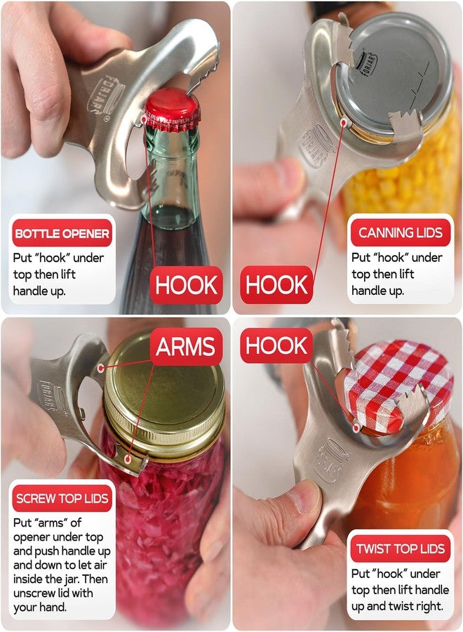 Forjars Manual Jar Opener - Rated Tool for Canning - Open Mason Jars Twist-Off, Screw-Top, Canning Lids - Can Gripper Aids - Original-Handed Mason Kitchen Lid Aid Plastic Bottle Openers - Image 3