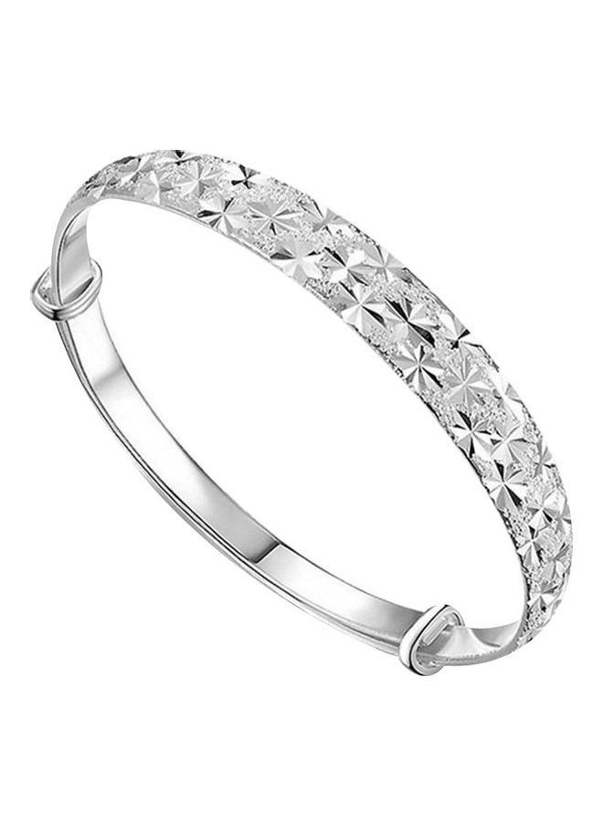 NIBEMINENT - Adjustable Flower Carved Bangle Bracelet - Image 1