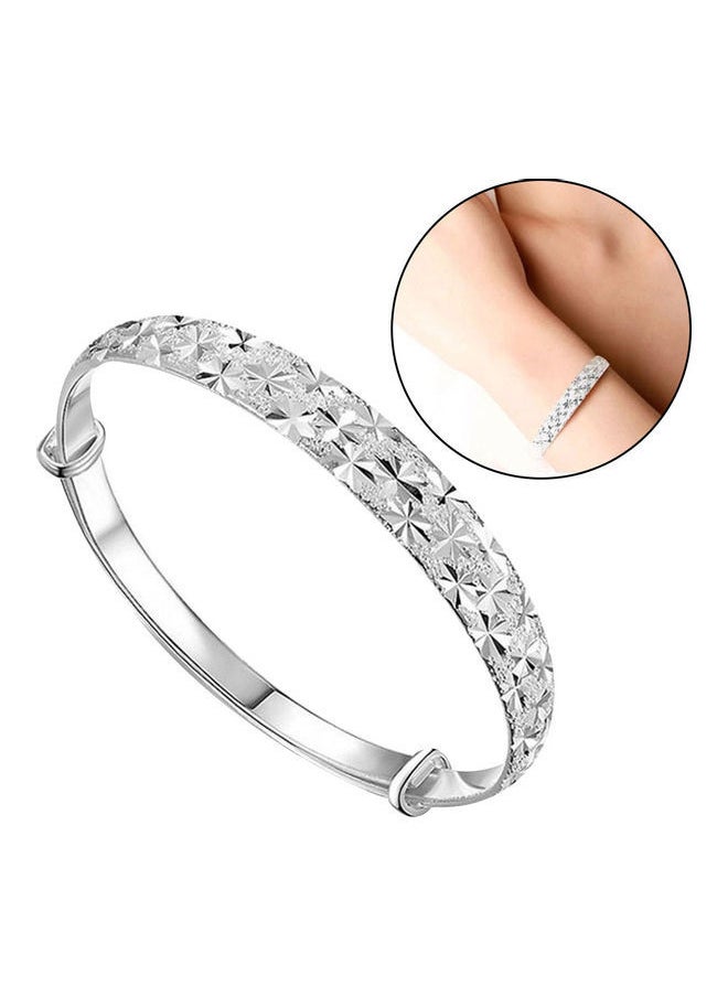 NIBEMINENT - Adjustable Flower Carved Bangle Bracelet - Image 1