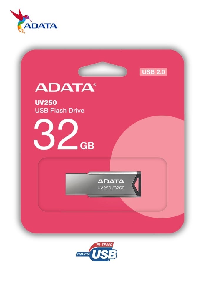 ADATA UV250 Classic | 32GB USB 2.0 Flash Drive | Silver Metal | Lightweight and Fast Data Transfer  - Image 2