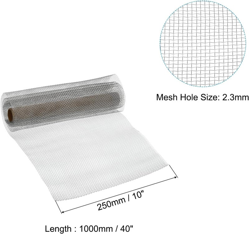 PATIKIL 40"L x 10"W Woven Wire Mesh, 10 Mesh 316L Stainless Steel Air Vent Filter Screen - Image 2