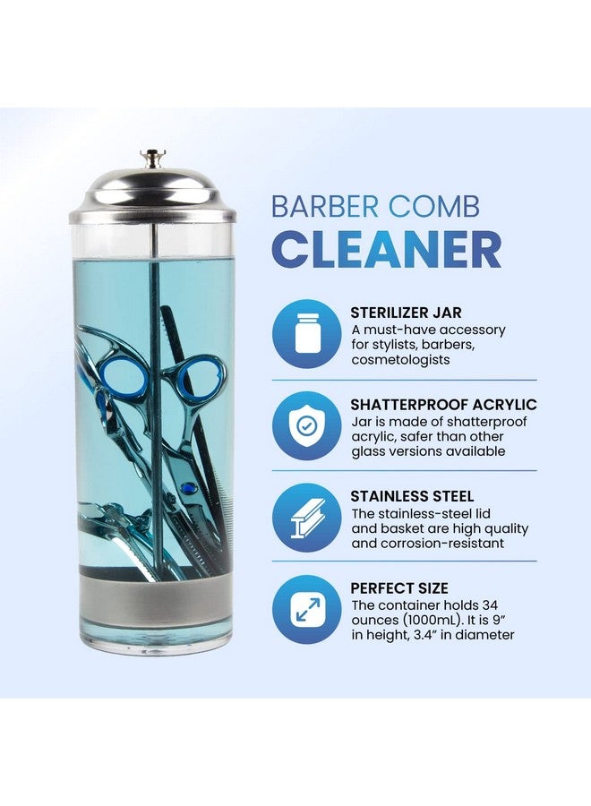 Salon Supply Co Salon Disinfectant Jar - Shatterproof Acrylic - Barber Alcohol Jar - Salon Sterilizer Jar - Barber Comb Cleaner - Barber Cleaning Supplies - Salon Barber Tools - Image 2