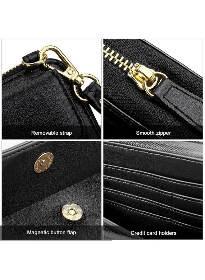 Nuoku Small Crossbody Shoulder Bag For Women Wristlet Phone Wallet With Credit Card Holderclutch Purse (Black) - Image 4