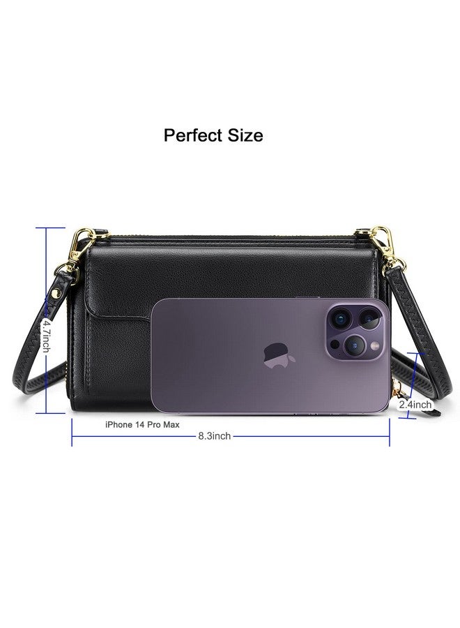 Nuoku Small Crossbody Shoulder Bag For Women Wristlet Phone Wallet With Credit Card Holderclutch Purse (Black) - Image 5