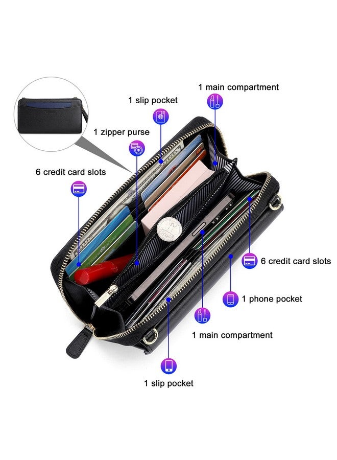 Nuoku Small Crossbody Shoulder Bag For Women Wristlet Phone Wallet With Credit Card Holderclutch Purse (Black) - Image 3