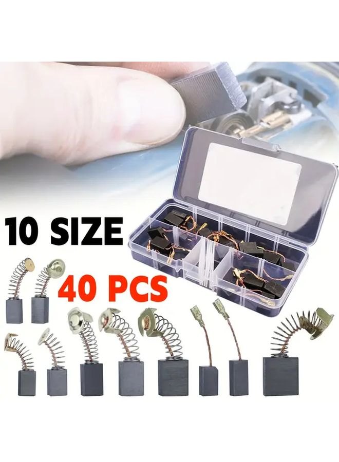 40PCS Motor Carbon Brush Set 10 Models Industrial Grade Wear Resistant Power Tools DC Motors - Image 2