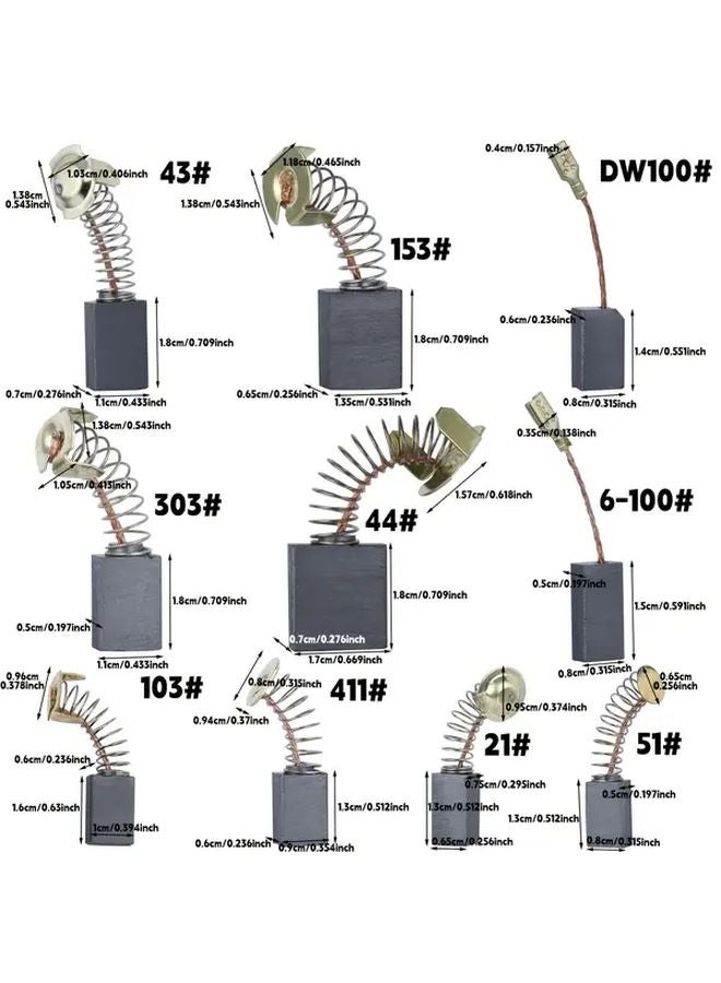 40PCS Motor Carbon Brush Set 10 Models Industrial Grade Wear Resistant Power Tools DC Motors - Image 4