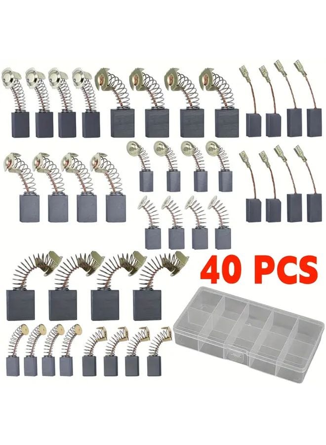 40PCS Motor Carbon Brush Set 10 Models Industrial Grade Wear Resistant Power Tools DC Motors - Image 1