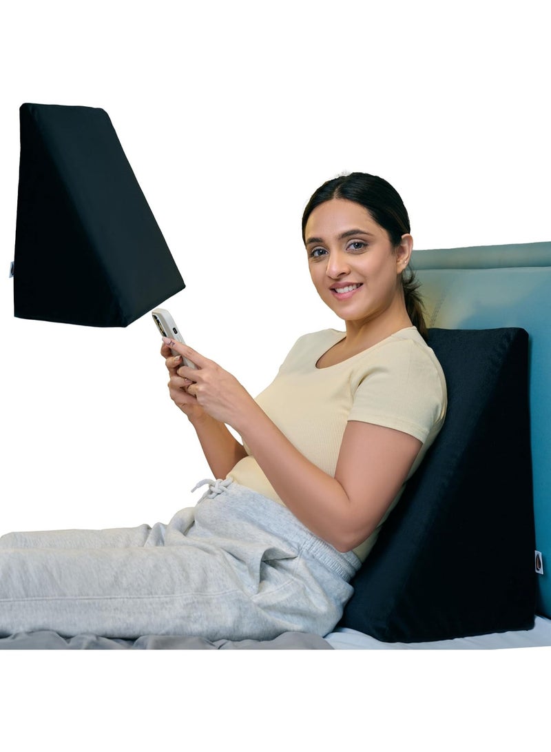 CareFoam Wedge Cushion | 2 Years Warranty | Wedge Pillow Memory Foam for Back Support, Acid Reflux, Snoring, GERD, Leg Elevation, Pregnancy | Black, 18L x 17.5W x 10H Inch - Image 2