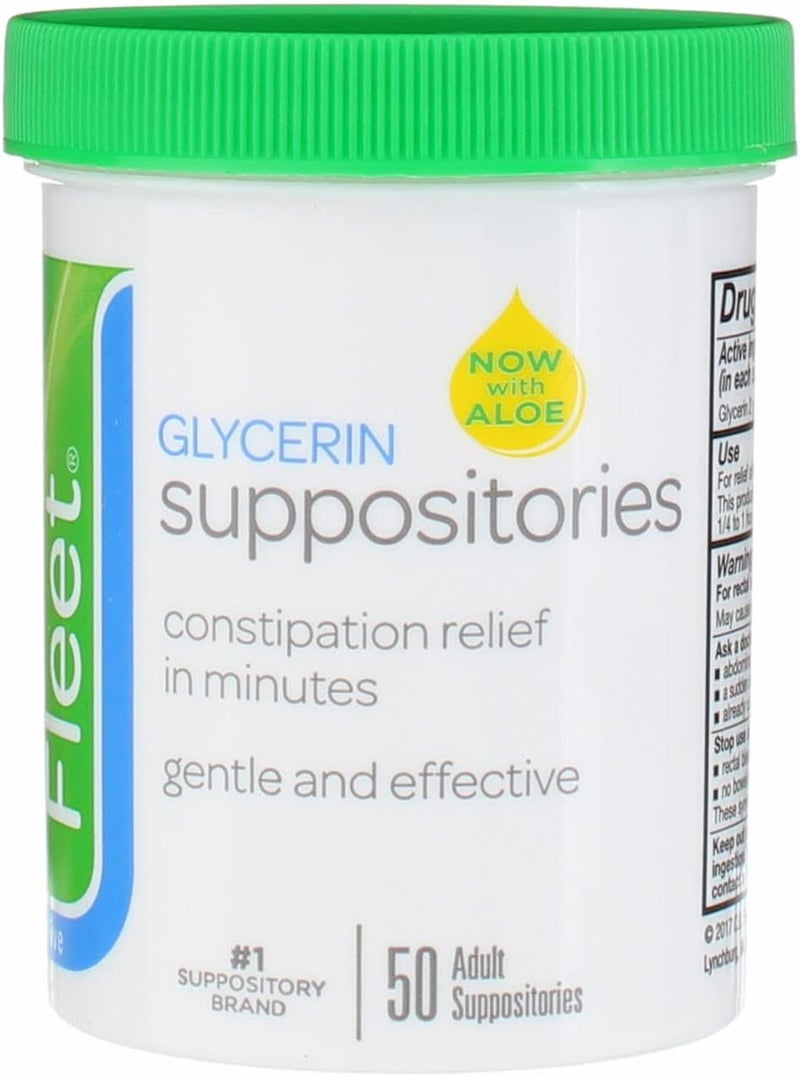 Fleet Fleet Laxative Glycerin Suppositories for Adult Constipation, 50 Count (2 Pack)