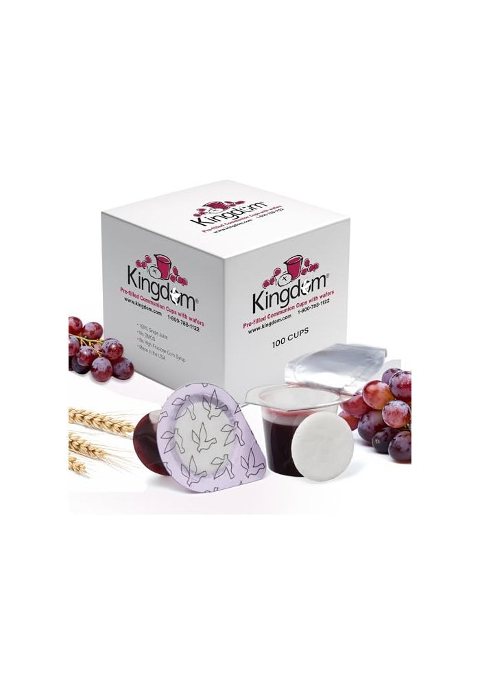 Kingdom Prefilled Communion Cup with Wafers100 ctred juice Sealed in a SingleServing Container with Upto 1Year Shelf Life Perfect for Holy Eucharist Celebration in HospitalsSummer Camps and more - Image 1