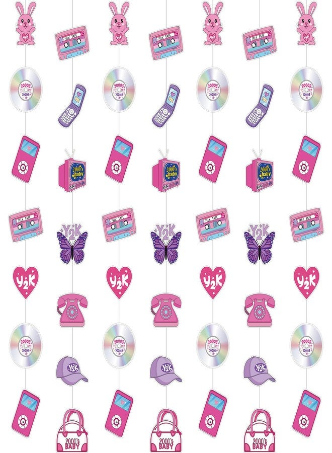 Spakon 8 Packs Y2k Party Decorations Pink Paper Banner Early 2000s Hanging Decor I Love 00's Paper Cutout Retro 2000s Garland for Birthday Female Bachelorette Party Supplies Decoration - Image 1