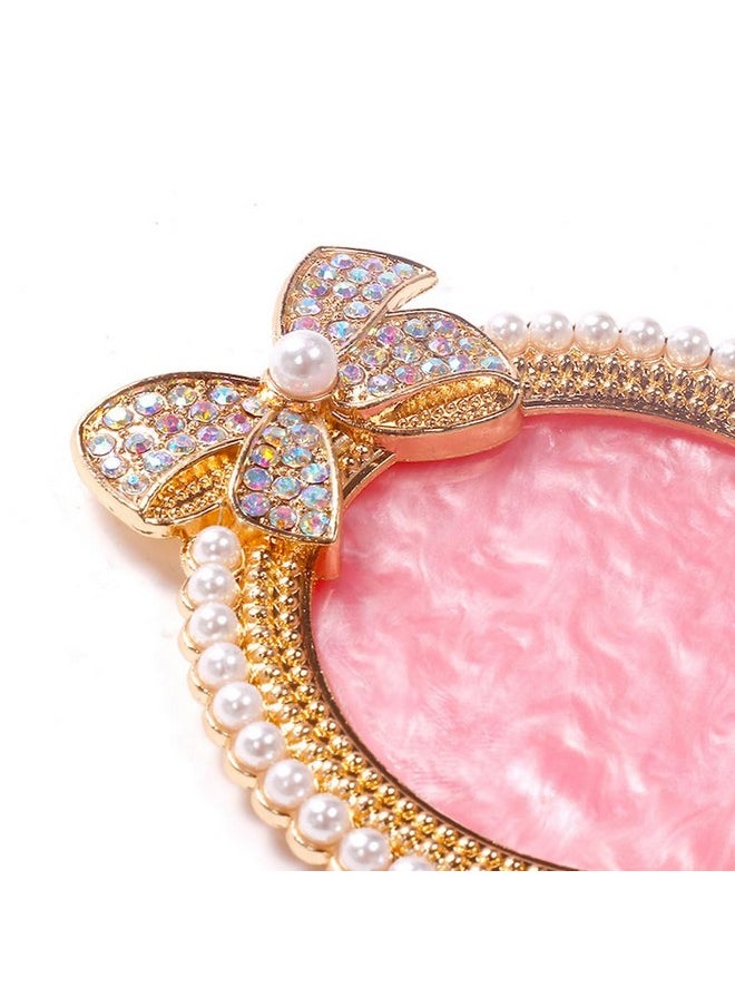 ForSewian ForSewian Resin Nail Art Palette, Nail Art Painting Mixed Color Palette, Bow Decorated with Rhinestones and Pearls Nail Art Display Board (Golden)  - Image 5