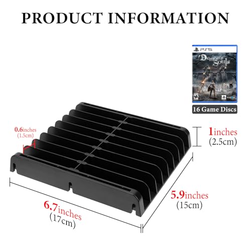 GEEKRIA Game Disc Storage Stand Compatible with Sony PlayStation 5 Slim, Pro, Nintendo Switch, Xbox Series, CD, DVDs, Large Capacity Holder for 16 CDs, Universal Desk Game Accessories - Image 5