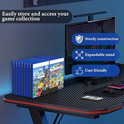 GEEKRIA Game Disc Storage Stand Compatible with Sony PlayStation 5 Slim, Pro, Nintendo Switch, Xbox Series, CD, DVDs, Large Capacity Holder for 16 CDs, Universal Desk Game Accessories - Image 3