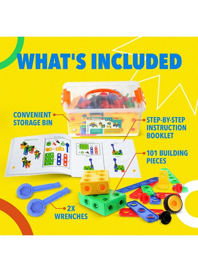 ETI Toys ETI Toys STEM Learning Original Educational Construction Engineering Building Blocks Set for 3, 4 and 5+ Year Old Boys & Girls | Creative Fun Building Toys for Kids Kit, STEM Toys Gift (101 PCS)  - Image 4