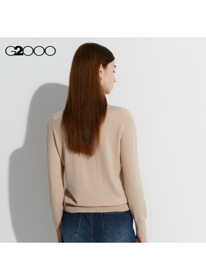 G2000 Autumn Winter Mall Style Comfortable Long Sleeve Knit Sweater Camel L - Image 1
