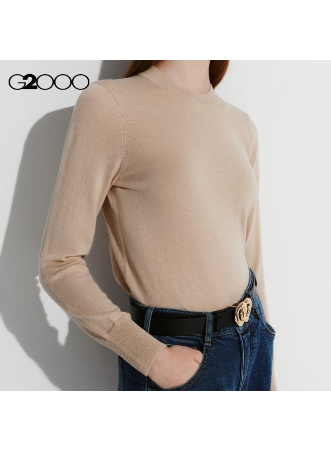 G2000 Autumn Winter Mall Style Comfortable Long Sleeve Knit Sweater Camel L - Image 2