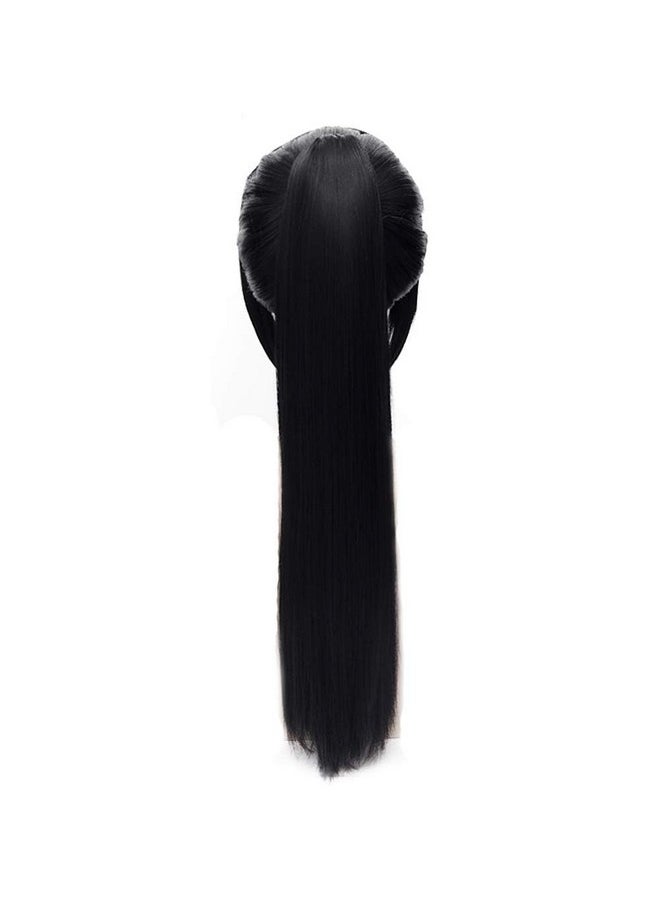 Probeauty Probeauty Girl Stylish Ponytail Black Straight Cosplay Wig Long Black Wig with Bangs for Women Synthetic Wig Anime Cosplay Wig for Halloween Costume Party+Wig Cap  - Image 1