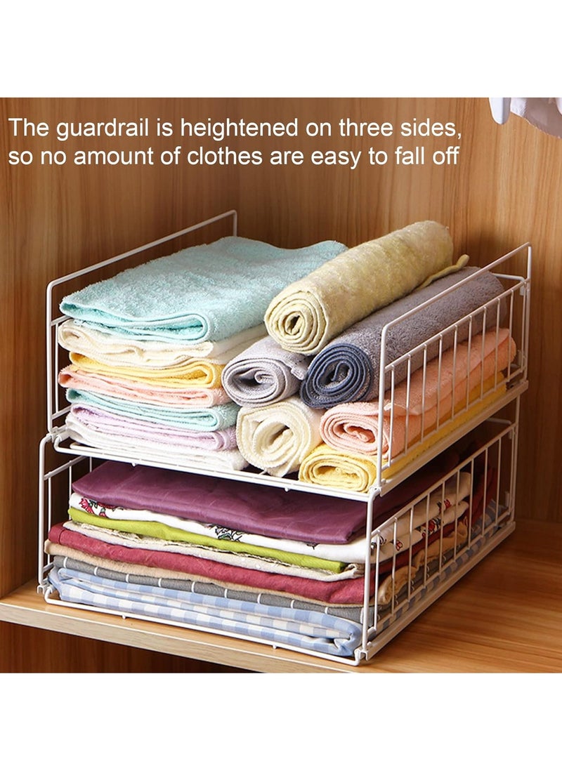 XiuWoo 2-Pcs Metal Foldable Stackable Closet Wardrobe Storage Box Organizer, Portable Wardrobe Storage Organizer, Clothes Storage Cabinet, Pull Out Drawer Organizer - Image 3