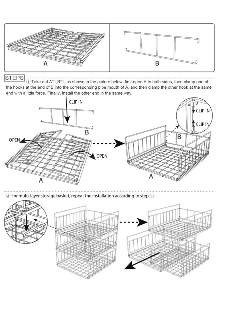 XiuWoo 2-Pcs Metal Foldable Stackable Closet Wardrobe Storage Box Organizer, Portable Wardrobe Storage Organizer, Clothes Storage Cabinet, Pull Out Drawer Organizer - Image 4