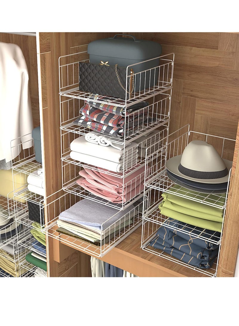 XiuWoo 2-Pcs Metal Foldable Stackable Closet Wardrobe Storage Box Organizer, Portable Wardrobe Storage Organizer, Clothes Storage Cabinet, Pull Out Drawer Organizer - Image 5