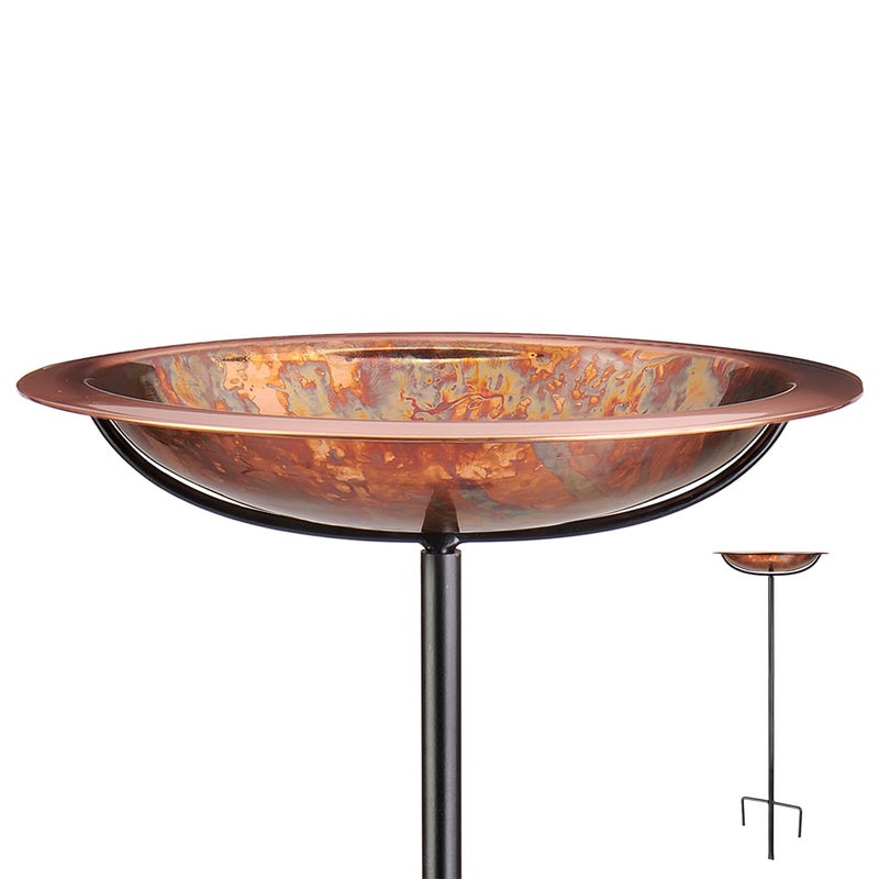 Good Directions Fired Copper Bird Bath on Garden Pole 13" - Image 1