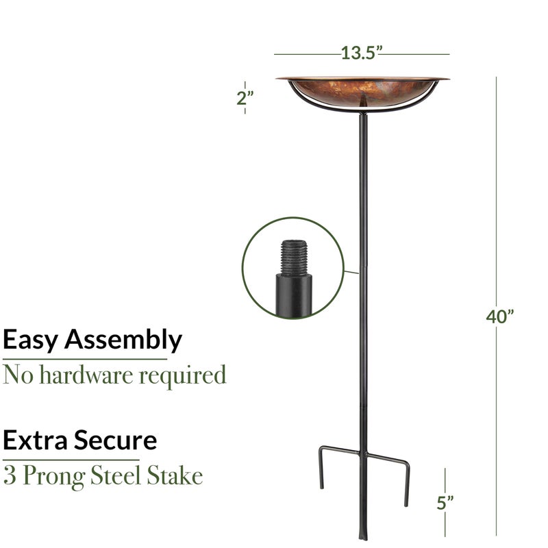 Good Directions Fired Copper Bird Bath on Garden Pole 13" - Image 2