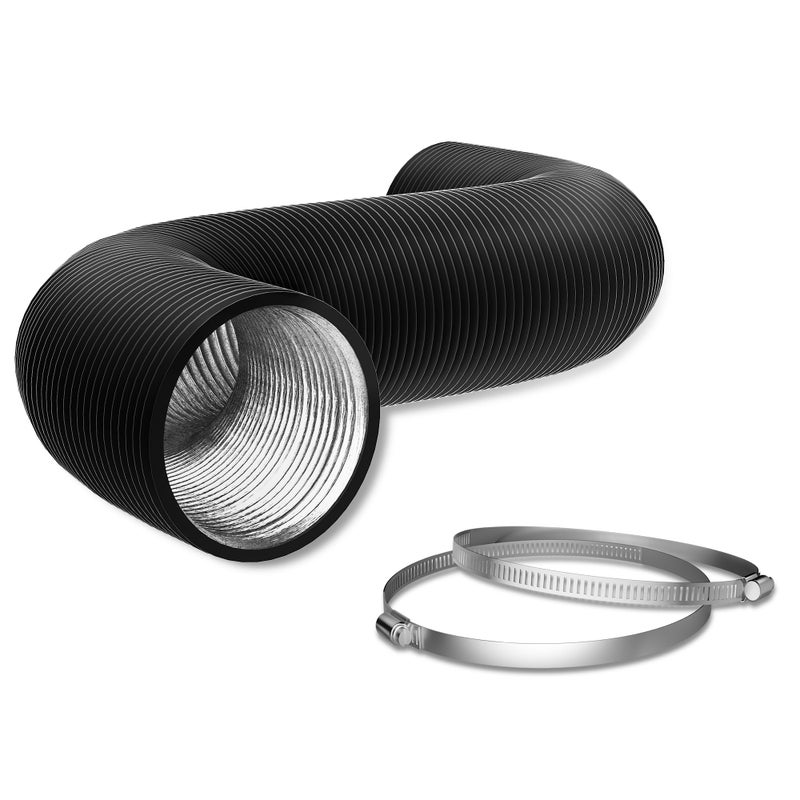 FICBXRA Flexible 4 Inch 8ft Aluminum Ducting4 Layer Protection Dryer Vent Hose for HVAC Heating Cooling Ventilation and Exhaust 2 Clamps Included - Image 2