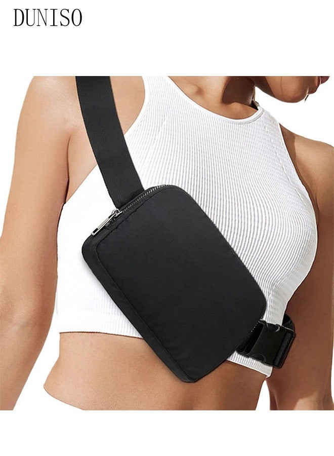 DUNISO Belt Bag Waist Pack Crossbody Bags for Running Hiking Travel Workout Adjustable Strap for Women,Stylish(black) - Image 1