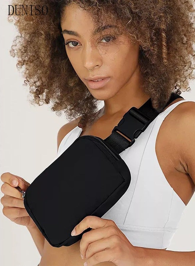 DUNISO Belt Bag Waist Pack Crossbody Bags for Running Hiking Travel Workout Adjustable Strap for Women,Stylish(black) - Image 2