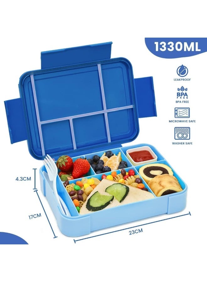 TRASSLE Lunch Box for Kid School,Children's Lunch Box with 6 Compartments,Bento Box Children,Durable,Microwave/Dishwasher Safe,BPA-Free,Leak-proof,Snack Box,Perfect for School,Nursery & Trips - Image 2