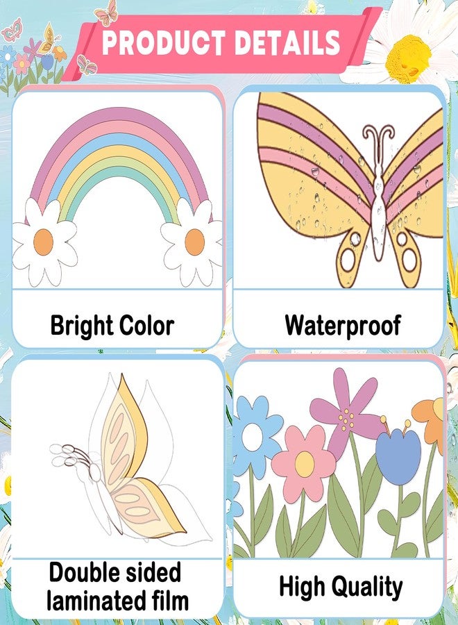 Justforjoyful مجموعة 70 قطعة من زينة لوحة إعلانات الربيع للفصول الدراسية، تتضمن لوحة إعلانات مزينة بالزهور، ولوحة إعلانات مزينة بالفراشات والزهور، وقصاصات بألوان قوس قزح لتزيين جدران المدرسة والمكتب والمنزل. - Image 3