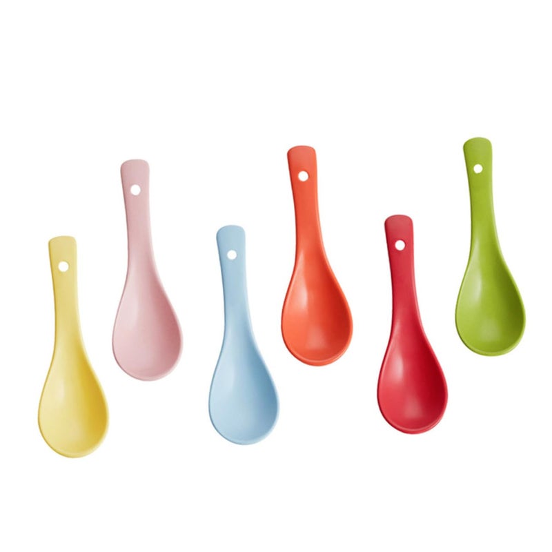 Ceramic Soup Spoons Set of 6 Lightweight Porcelain Spoons for Ramen Dessert Home Serving - Image 2