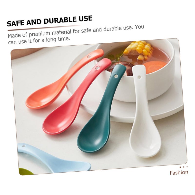 Ceramic Soup Spoons Set of 6 Lightweight Porcelain Spoons for Ramen Dessert Home Serving - Image 5